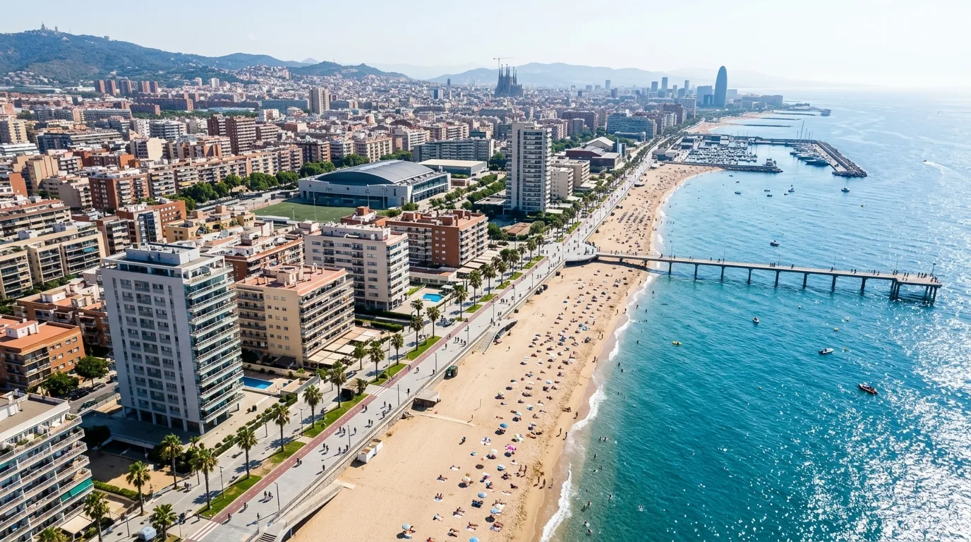 Fachadas de edificios residenciales en Badalona junto al frente marítimo